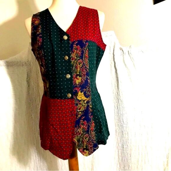 Britland Vtg. 80's Pasley Vest Size Medium - Picture 1 of 9